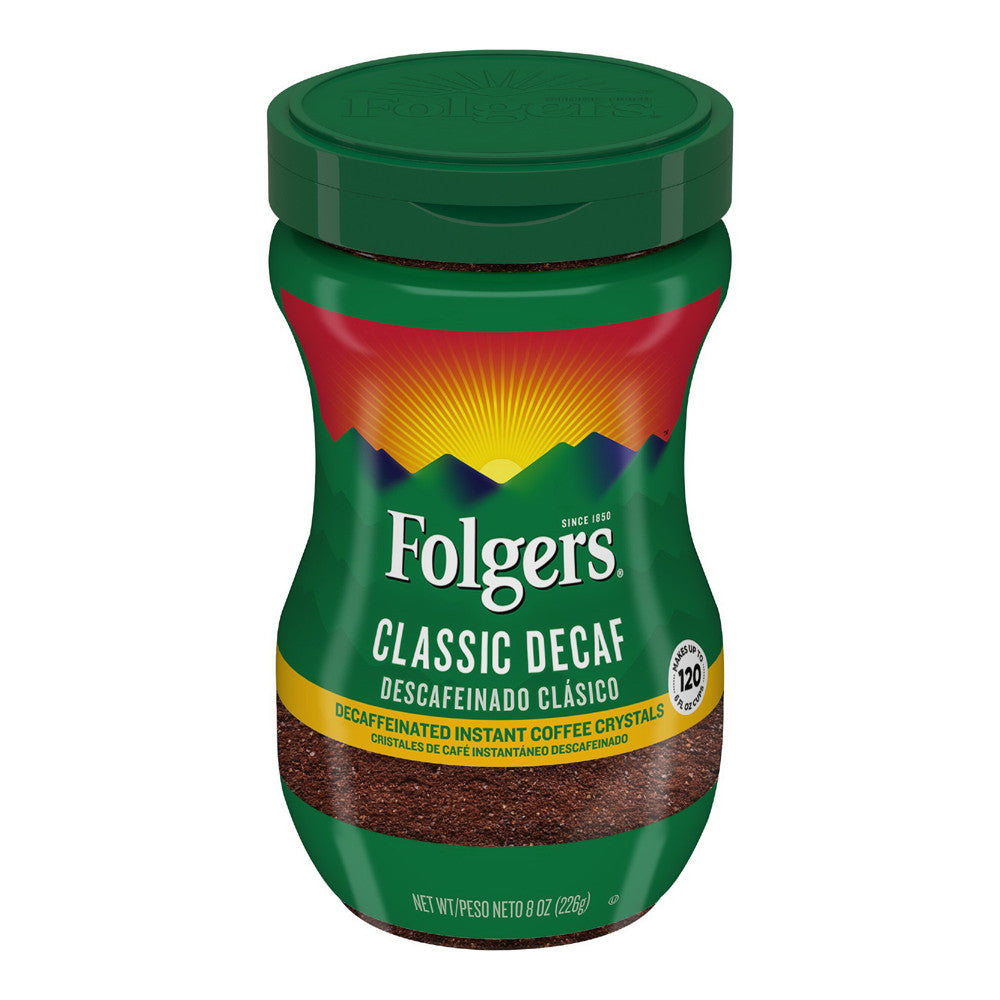 Folgers Classic Decaf Decaffeinated Instant Coffee Crystals, 8 Oz